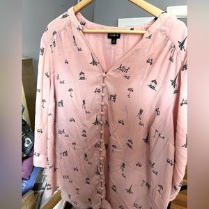 Pink Chiffon Paris dress top | Torrid | 3x